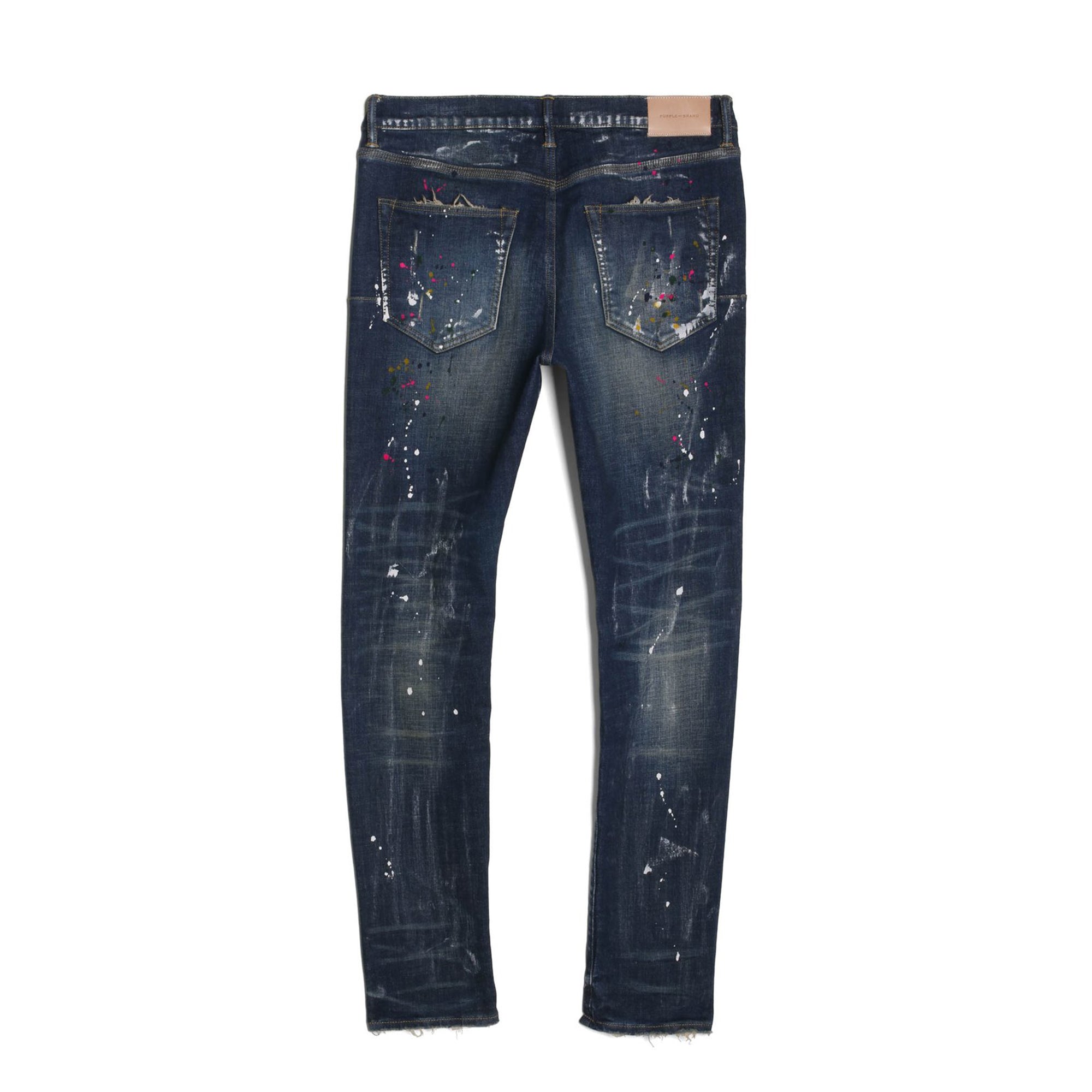 Good For Nothing ripped skinny jeans with paint splatter in dark oil wash