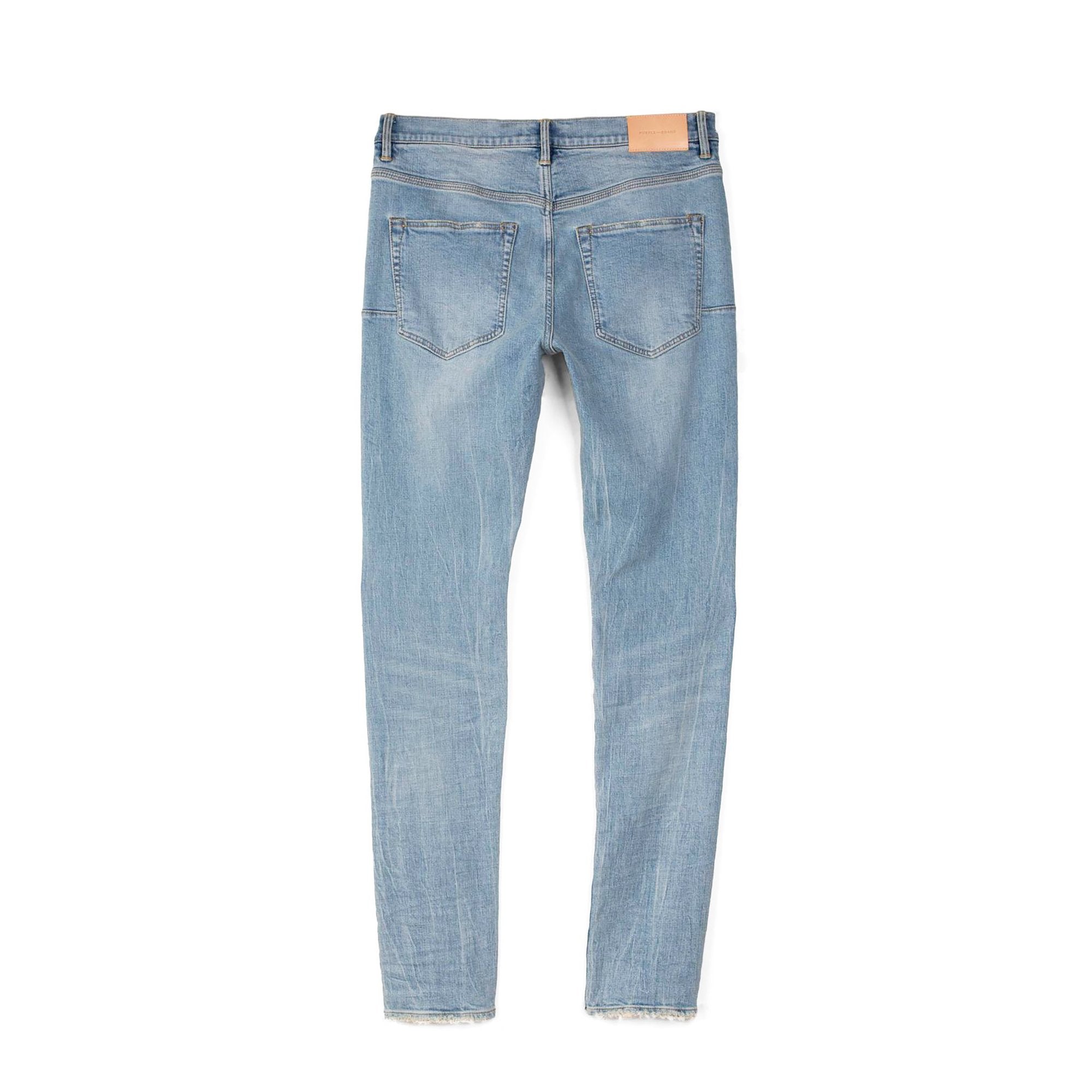 PURPLE BRAND Patched Skinny-fit Jeans - Indigo Oil Blue