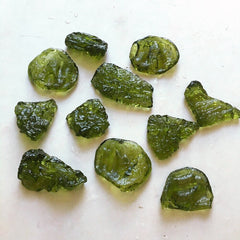 Bright green fake moldavite glass counterfeits from China
