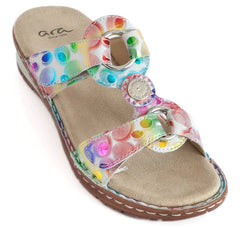 multi-coloured mule style leather sandal