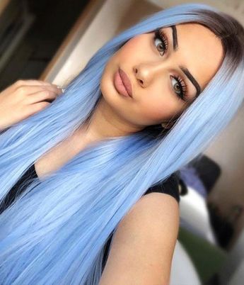 Blue Wigs Lace Frontal Hair Blonde With Blue Highlights Roywigs