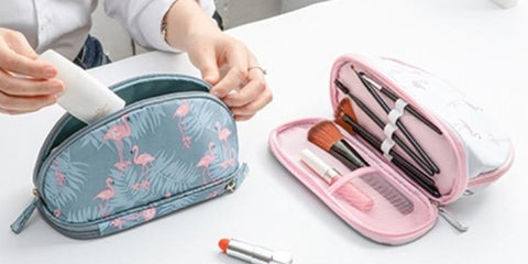 Bolsa de maquillaje de doble compartimento