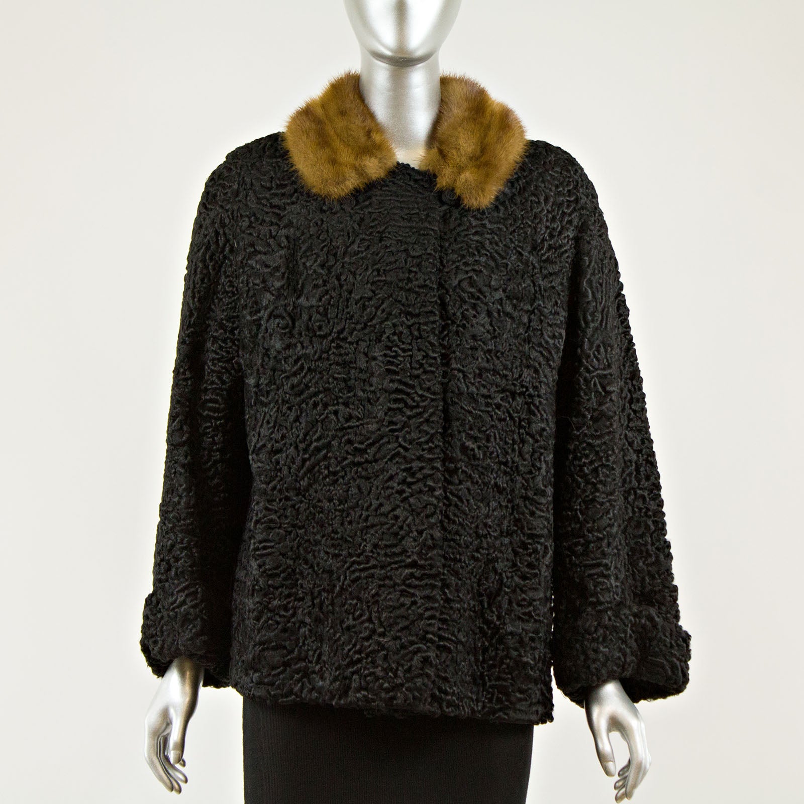 Black Persian lamb with mink collar jacket - Size S (Vintage Furs ...