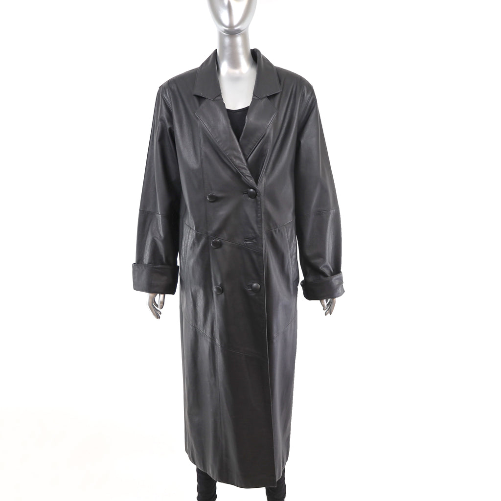 Full Length Leather Coat- Size M | VintageFurs