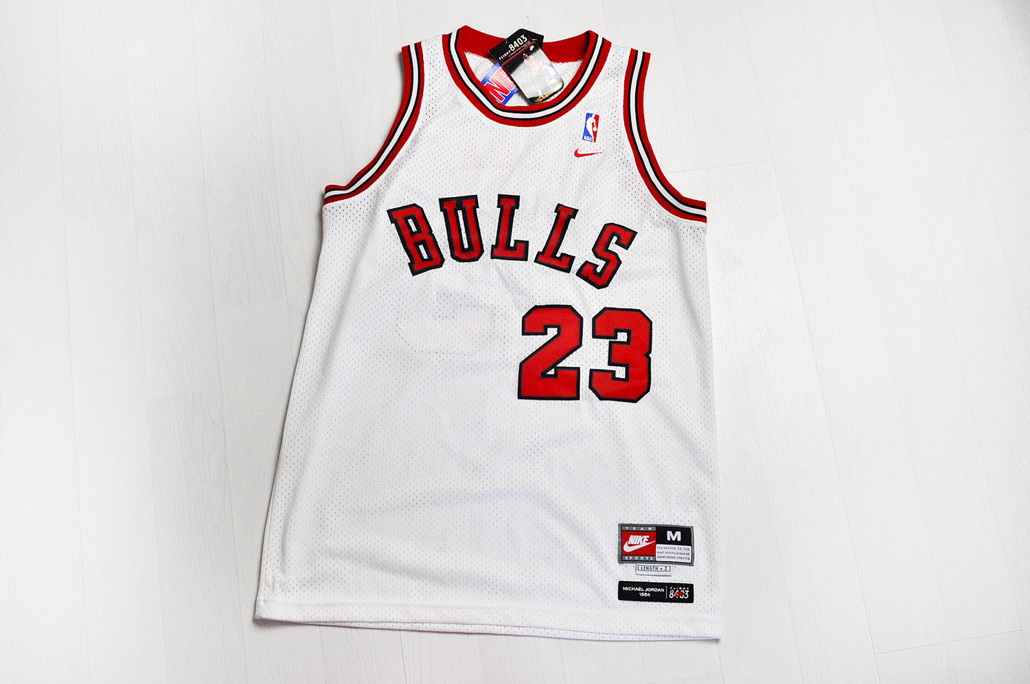 red and white bulls jersey