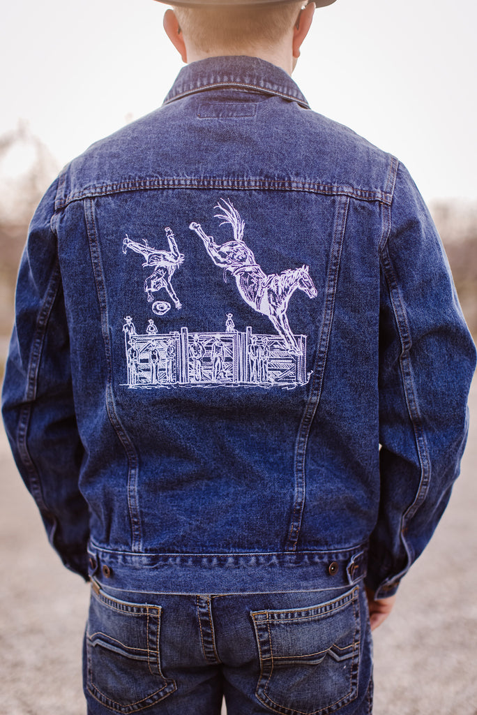 Denim Jacket w/ Embroidered Bronc Rider | Cowboy Fresh