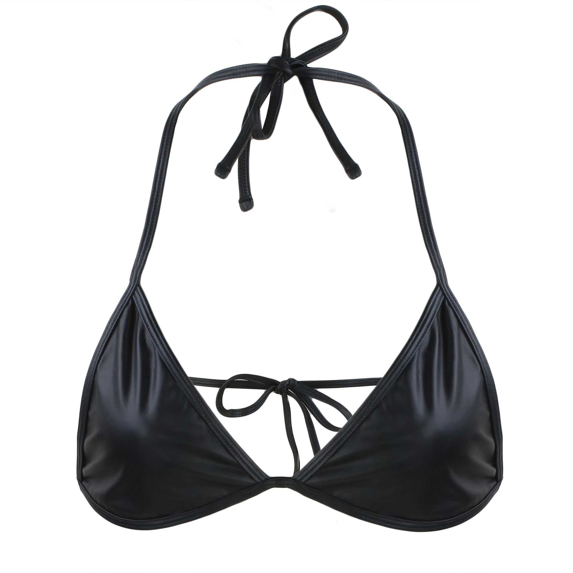 Stevie Black Vegan Leather Bikini Top – Wild Heart Swimwear