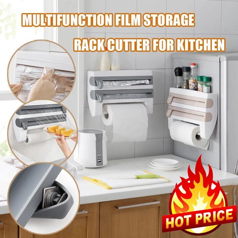 Multifunction Film Storage Rack (Nail free) - Kitchen Shelves Organisation Accessories , Essentials and Hacks