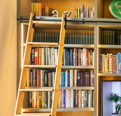 A quiet corner with a library ladder from the Library Ladder Company