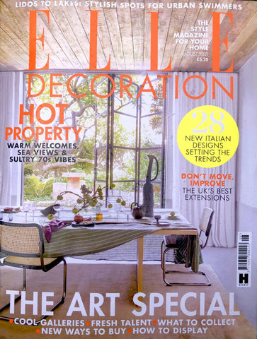 Elle Deco featuring a library ladder August 2021 issue