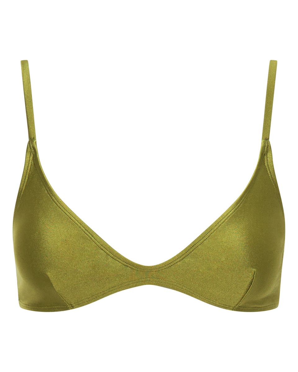 Lucy Scoop Bikini Top - Olive