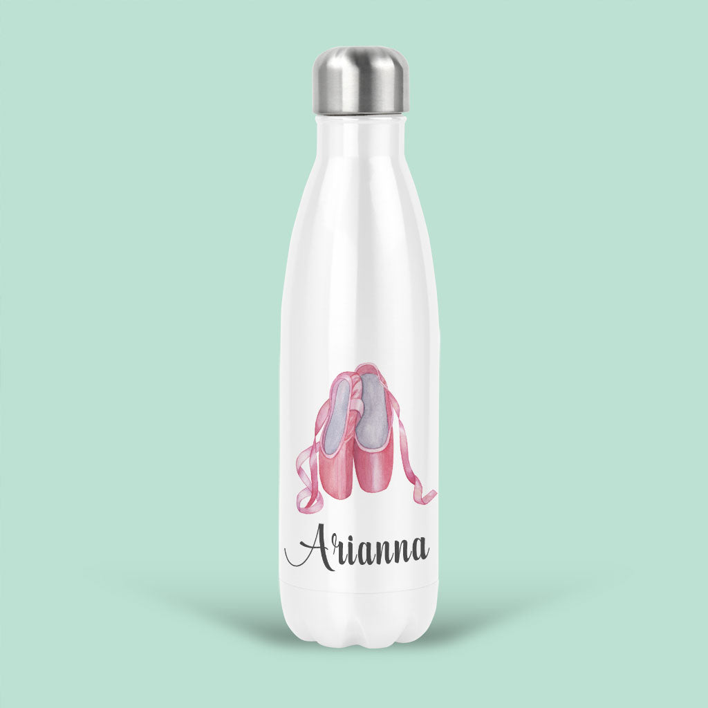 Pink Ballet Shoes Water Bottle Personalised - Unique Gift for Ballet Lovers  - Oakridgeparkgifts