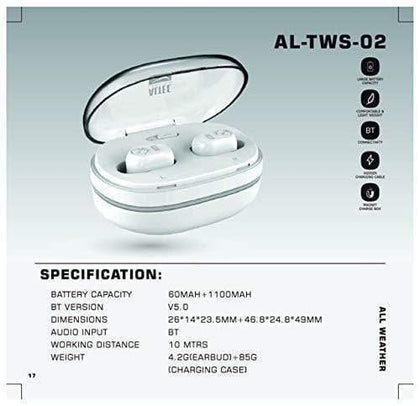 Altec Lansing AL TWS 02 in Ear Wireless Bluetooth Earphone White