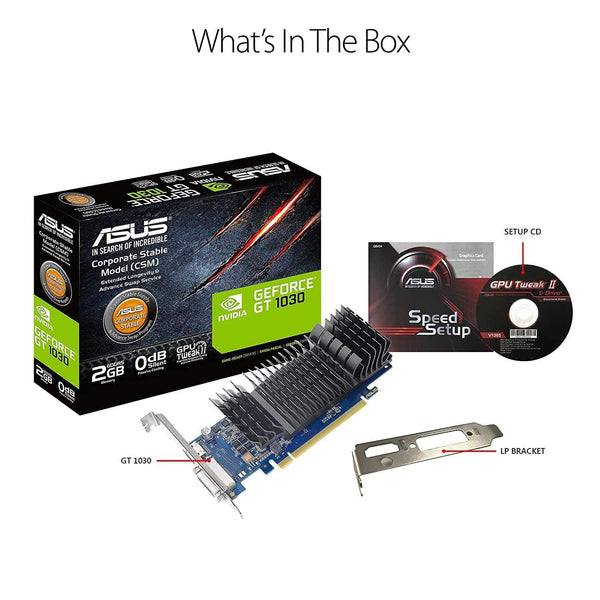 ASUS NVIDIA GeForce GT 710 Graphics Card (PCIe 2.0, 2GB DDR3 Memory,  Passive Cooling, Auto-Extreme Technology, GPU Tweak III)