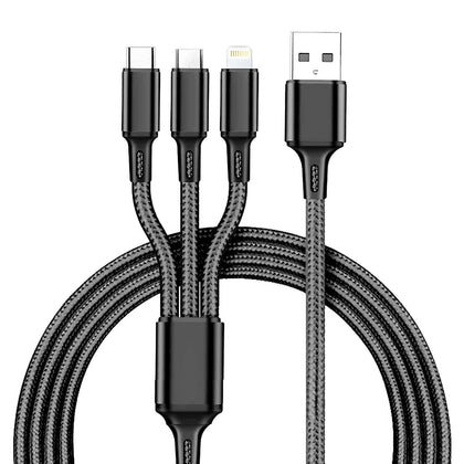 Multi Charging Cable, Multi Charger Cable Nylon Braided Multiple USB Cable  Universal 3 In 1 Charging Cord Adapter with Type-C, Micro USB Port  Connectors for Cell Phones and More 