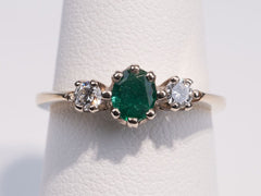 9ct Gold Emerald Diamond Dress Ring