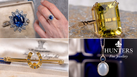 fine jewellery pieces set into a banner