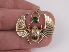 Egyptian Revival Emerald Scarab Beetle Pendant