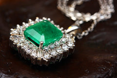 Green Emerald Stone on a Silver Pendant