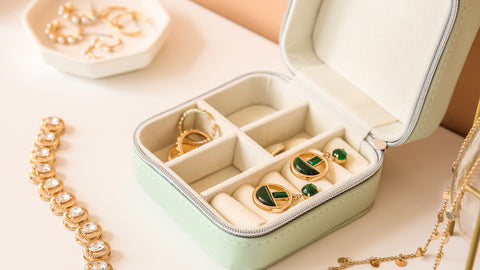 fine jewellery getting safely stored in soft jewellery box
