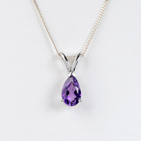 amethyst teardrop pendant silver