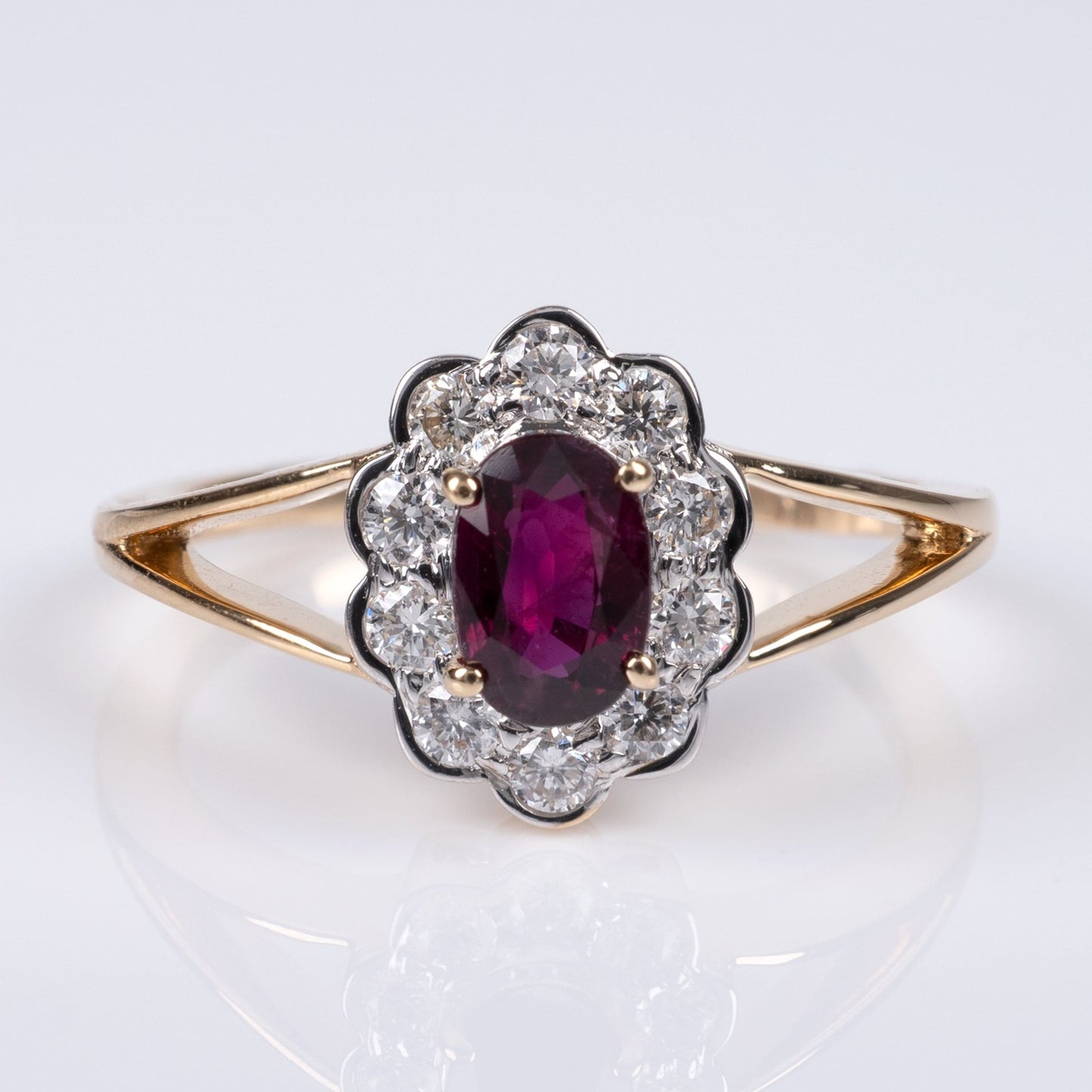 Fine Quality Certified Ruby Diamond Halo Ring 18K Gold-Gemstone Rings-Hunters Fine Jewellery