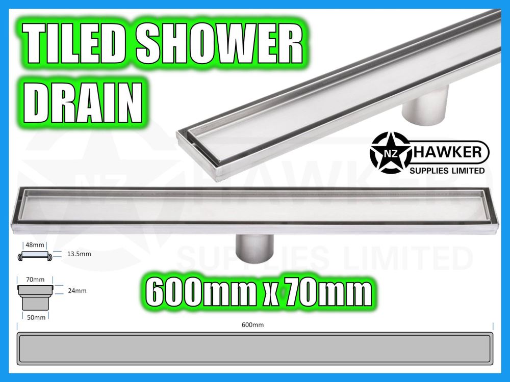 Hawker Supplies Ltd Nz Tile Insert Shower Channel Drain 600mm X 70mm 01