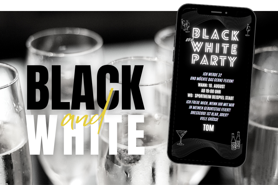 WhatsApp Einladung zur Black & White Party