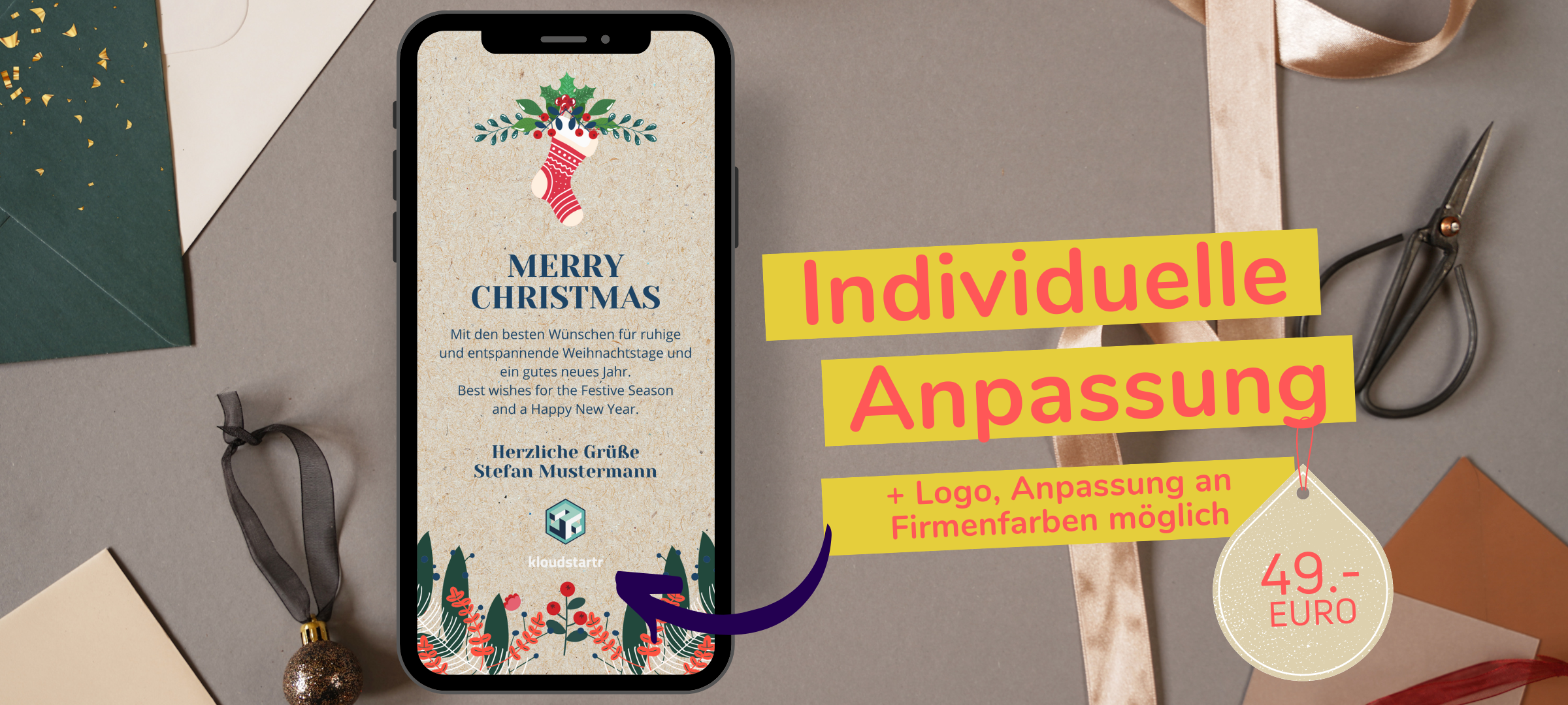 Weihnachtskarte geschäftlich business online digital als ecard vorlage whatsapp