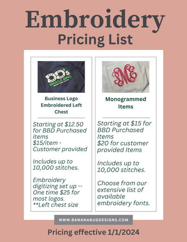 Embroidery Pricing