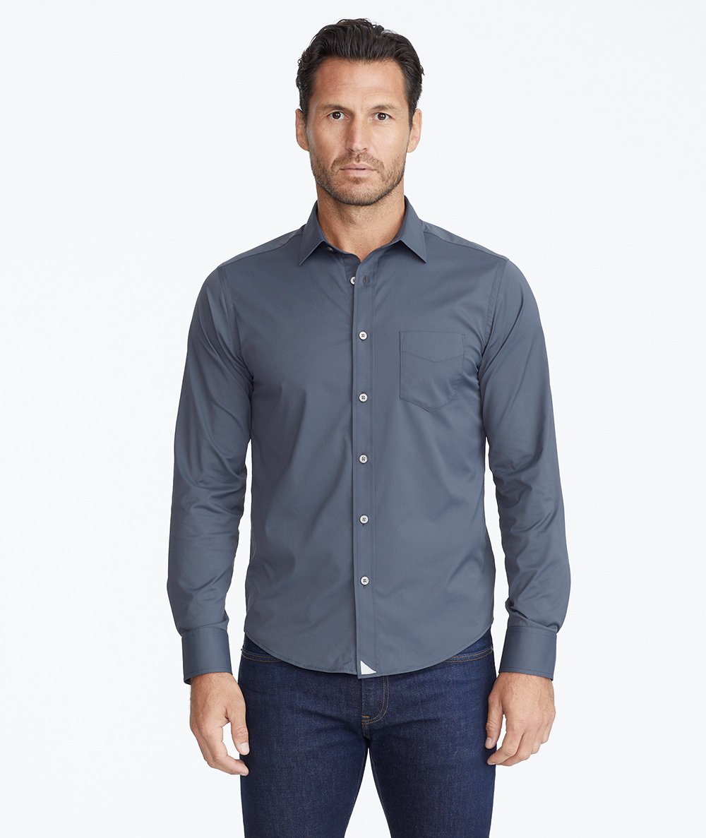 Wrinkle-Free Performance Gironde Shirt Solid Gray | UNTUCKit Canada