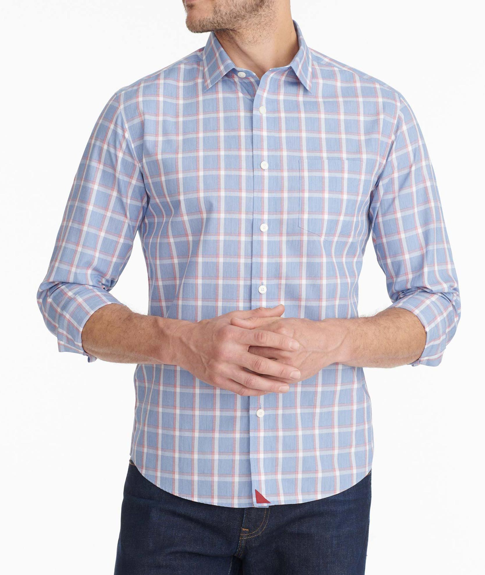 Wrinkle-Free Potomac Shirt Blue & Red Check | UNTUCKit Canada