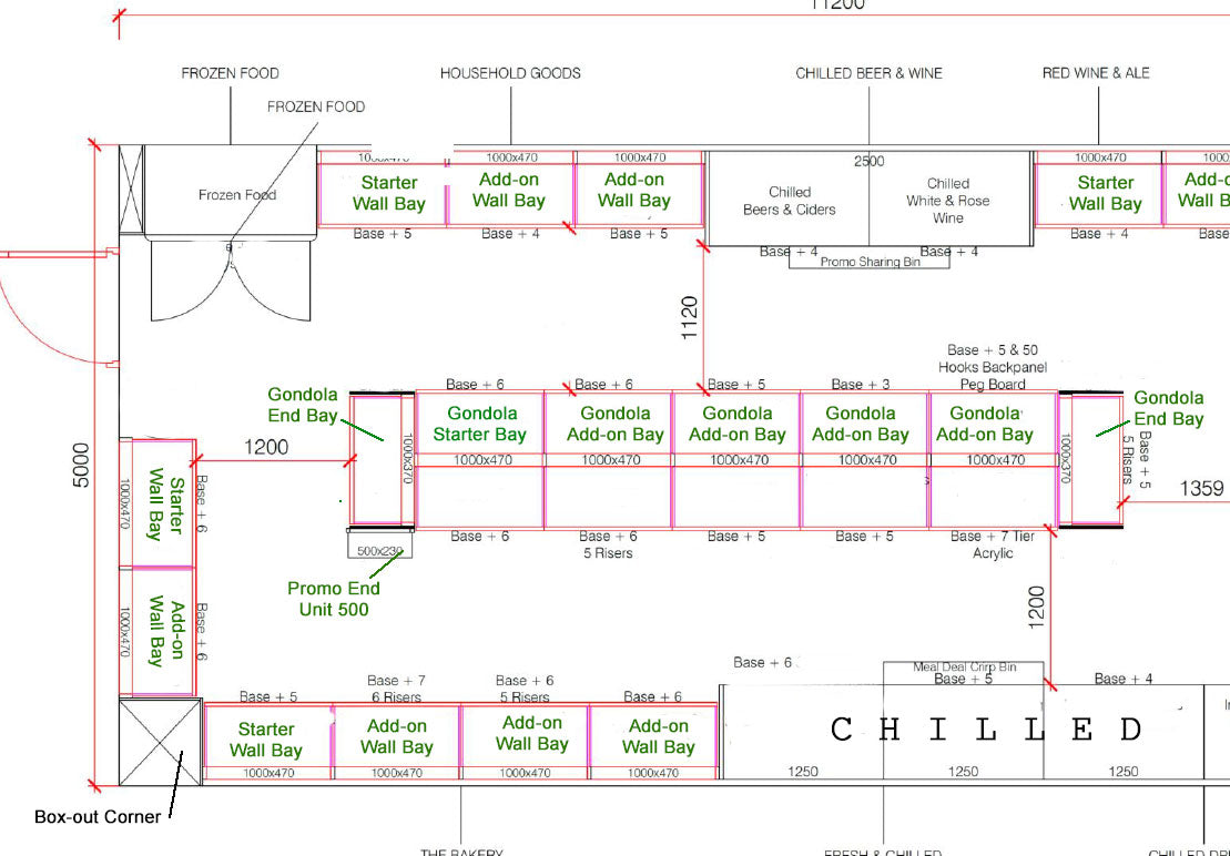 Example shelving layout