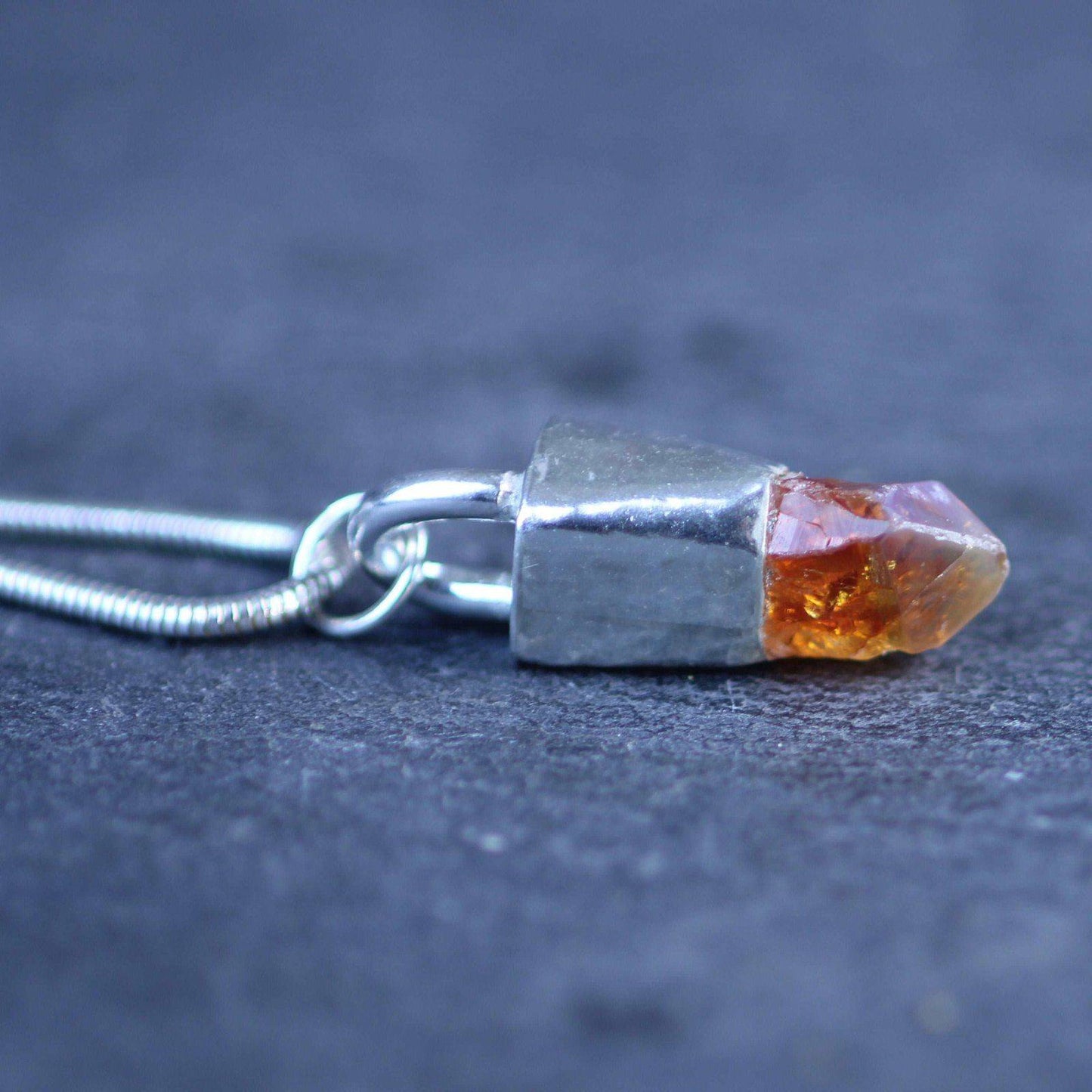 Raw citrine crystal necklace