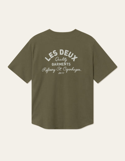 Les Deux MEN Barry Baseball Jersey SS Shirt Shirt 550550-Surplus Green