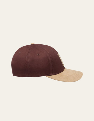 Les Deux MEN Baseball Cap Suede II Cap 625816-Dark Burgundy/Warm Sand