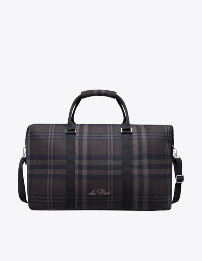 Les Deux MEN Check Wool Weekend bag Bags 844305-Coffee Brown/Dark Grey