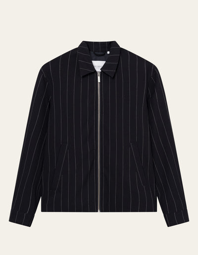 Les Deux MEN Como Coach Twill Pinstripe Jacket Jacket 460215-Dark Navy/Ivory