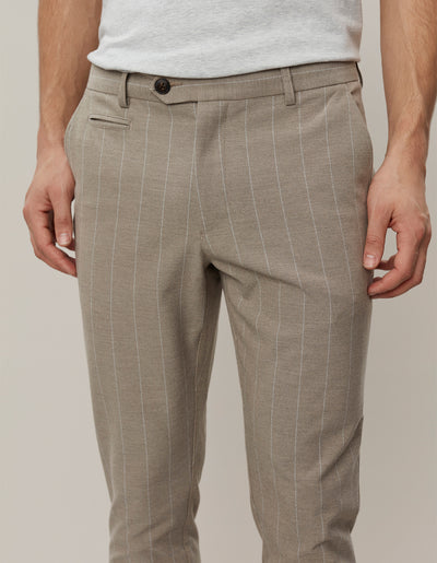 Les Deux MEN Como Twill Pinstripe Suit pants Pants 836215-Light Sand Melange/Ivory