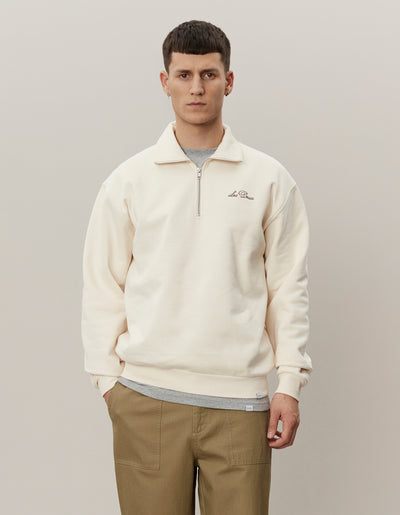 Les Deux MEN Crew Half-Zip Sweatshirt Sweatshirt 218855-Light Ivory/Walnut