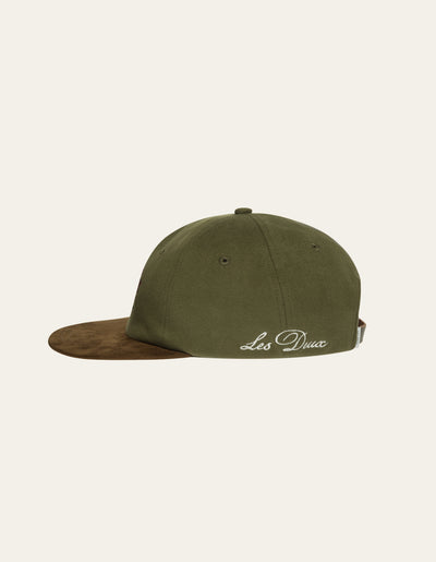 Les Deux MEN Felipe Brushed Suede Cap Cap 522844-Olive Night/Coffee Brown