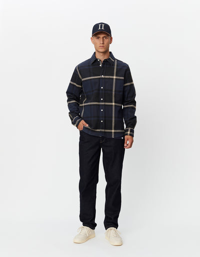 Les Deux MEN Jeremy Flannel Shirt Shirt 460215-Dark Navy/Ivory