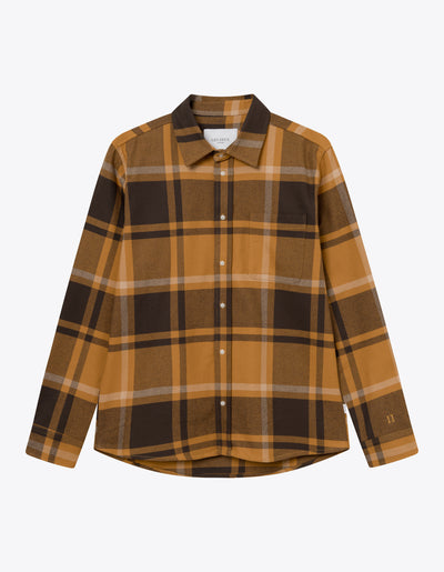 Les Deux MEN Jeremy Flannel Shirt Shirt 744844-Honeycomb/Coffee Brown