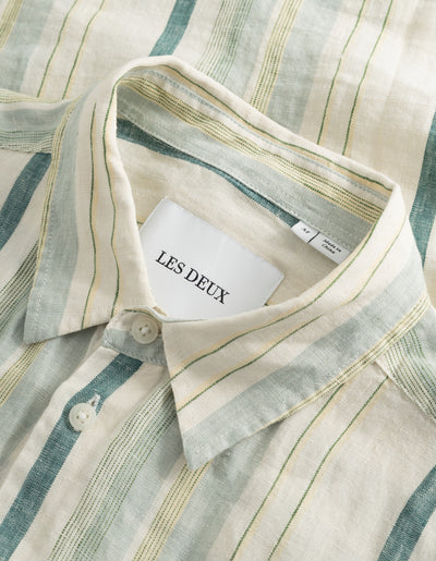 Les Deux MEN Kai Linen SS Shirt Shirt 215563-Ivory/Light Jade Green