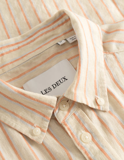 Les Deux MEN Kris Linen SS Shirt Shirt 215613-Ivory/Baked Papaya