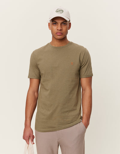 Les Deux MEN Nørregaard T-Shirt - Seasonal T-Shirt 548730-Surplus Green Melange/Orange