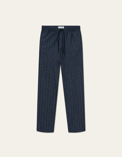 Les Deux MEN Patrick Linen Pants Pants 460215-Dark Navy/Ivory