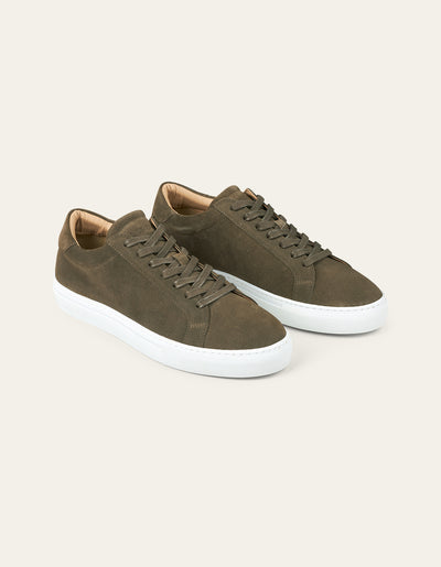 Les Deux MEN Theodor Suede Sneaker Shoes 522522-Olive Night