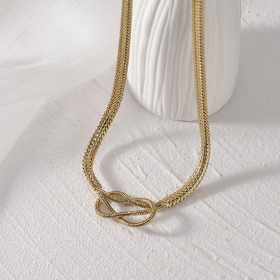 Stainless Steel 14K Gold Plated Knotted Thick Necklace Chain