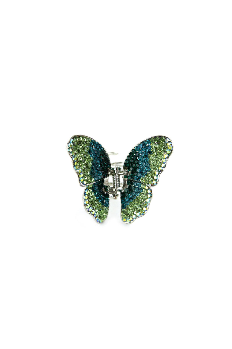 Soho Style Hair Jaws Green / Single Ombre Crystal Butterfly Jaw